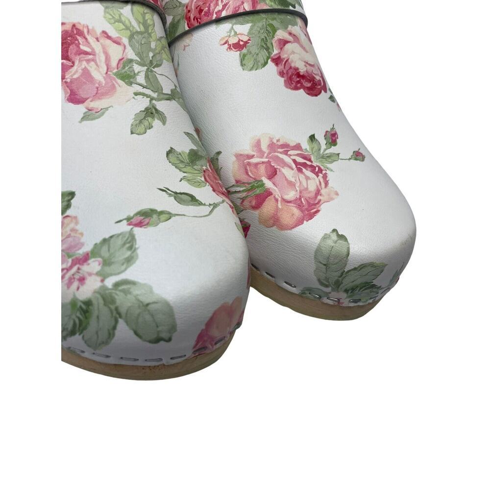 Swedish Torpatoffeln Floral Cottage Core Wooden Clogs Womens EU 42 US 10.5 - Picture 4 of 16